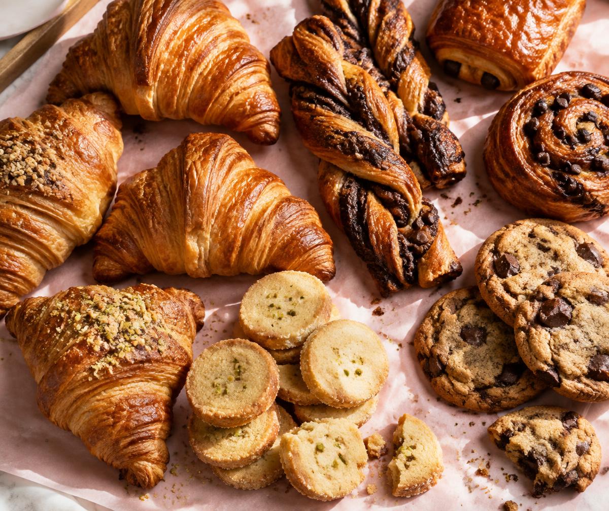 An assortment of golden pastries and cookies